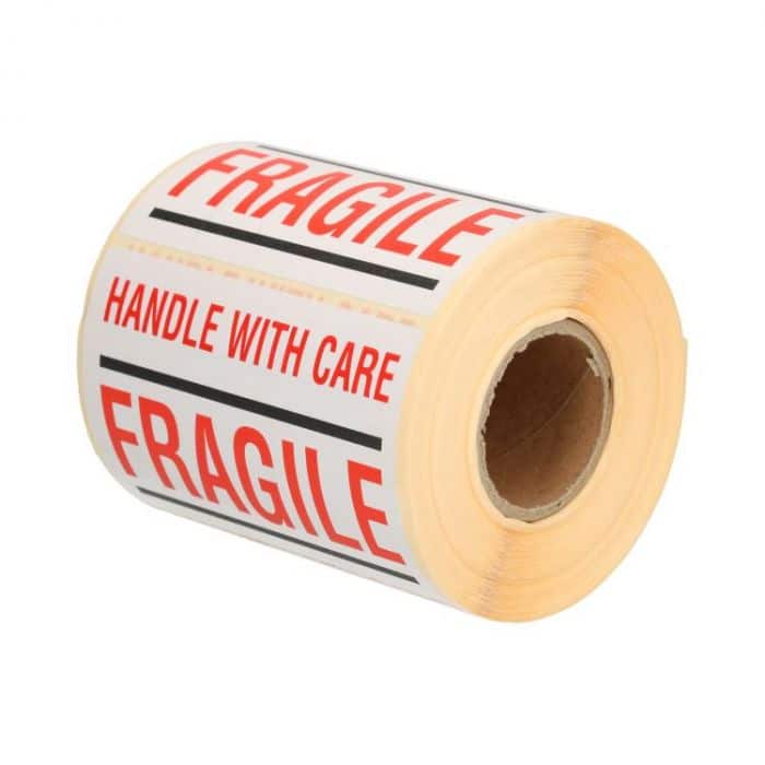 Waarschuwingsetiketten "Handle with care - Fragile" - 70 x 100mm (500 st)