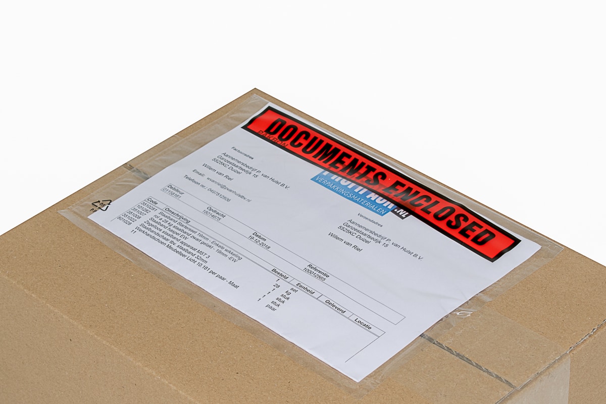 Paklijst enveloppen Documents Enclosed - 165 x 122mm (1.000 st)