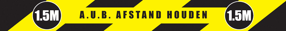 Sticker 'A.U.B. afstand houden' geel/zwart - 5x100 cm