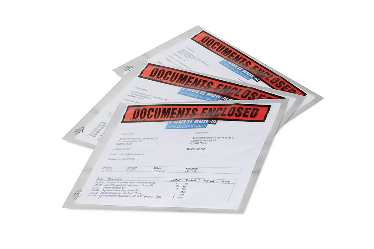 Paklijst enveloppen Documents Enclosed - 165 x 122mm (250 st)