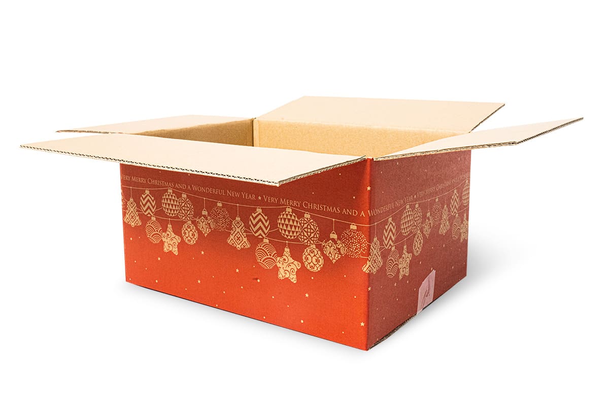 Kerstdoos ''Garland'' zwart - 390 x 290 x 232mm rood, 590 x 390 x 200 mm