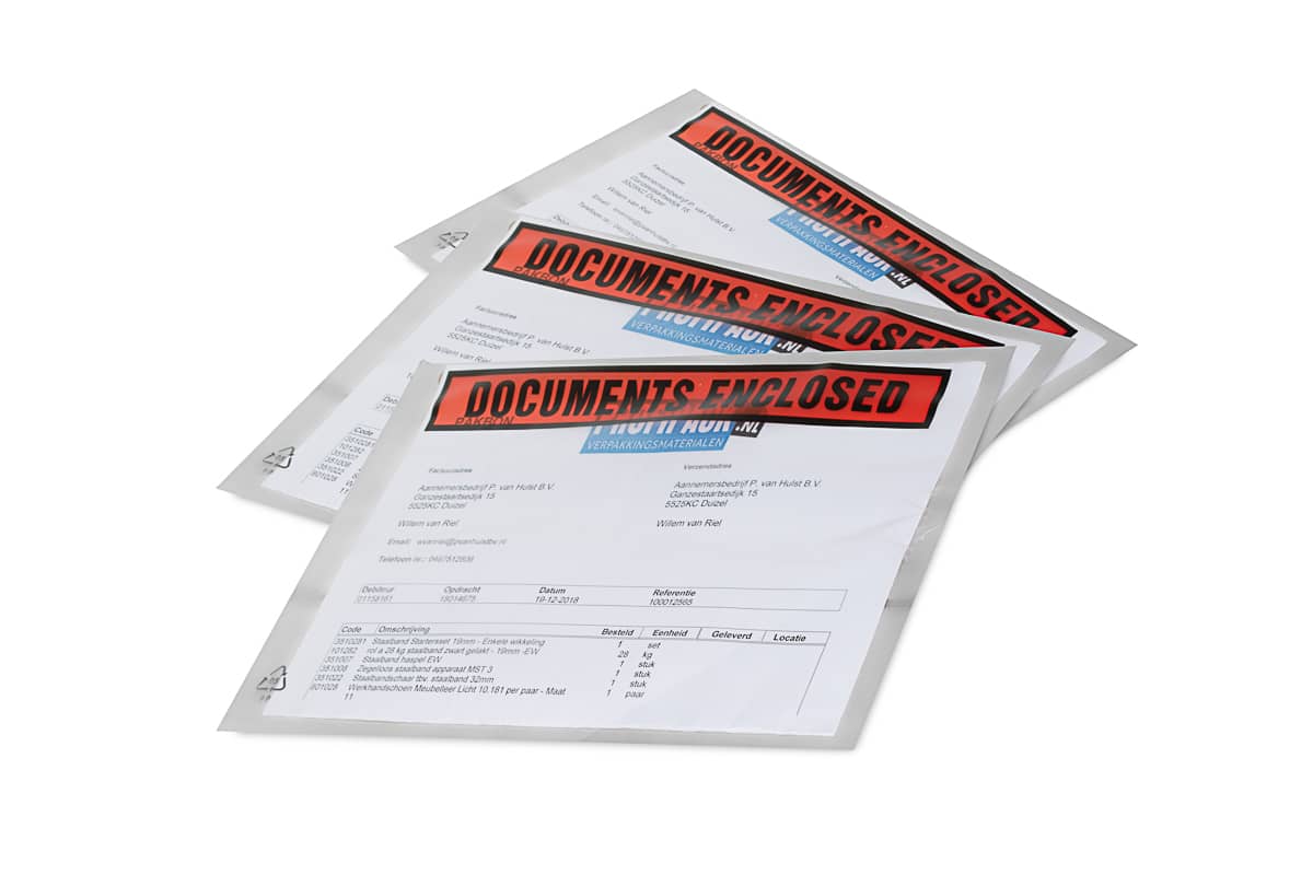 Paklijst enveloppen Documents Enclosed - 165 x 122mm (1.000 st)