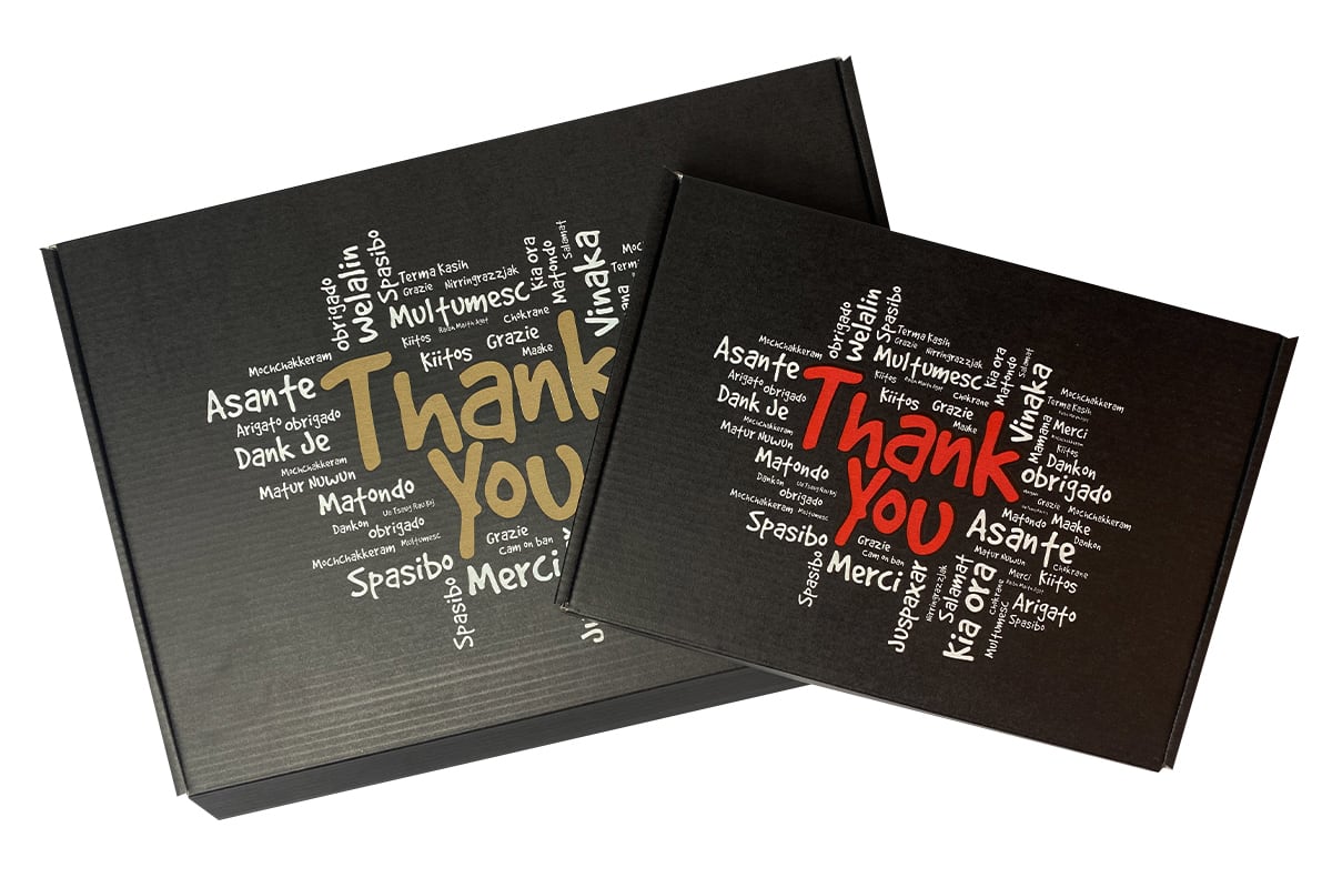 Brievenbus doosje zwart ''Thank you'' - 310 x 220 x 28mm (A4)