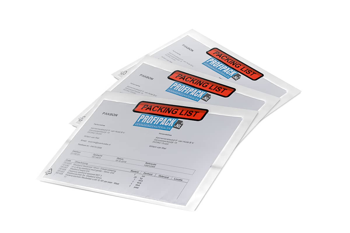 Paklijst enveloppen Packing List - 165 x 122mm (1.000 st)