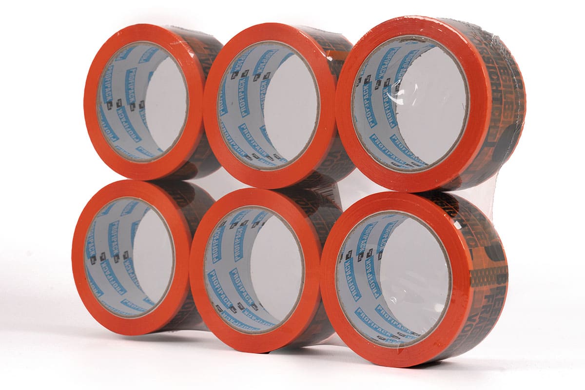 PP Acryl LN waarschuwingstape 'breekbaar' oranje - 50mm x 66m