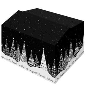 Kerstdoos "Trees Black" - 310 x 200 x 140mm (dubbele golf)