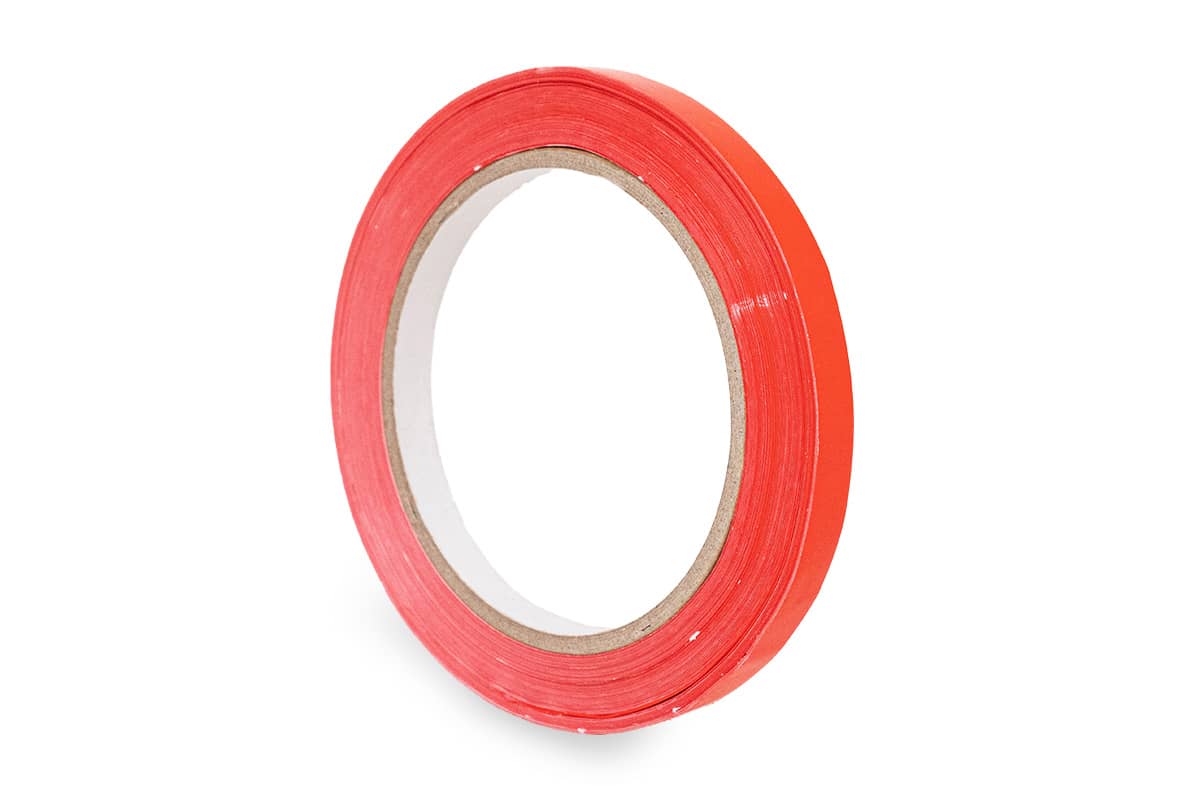 PVC tape transparant - 12mm x 66m rood, 9.0000 millimeter